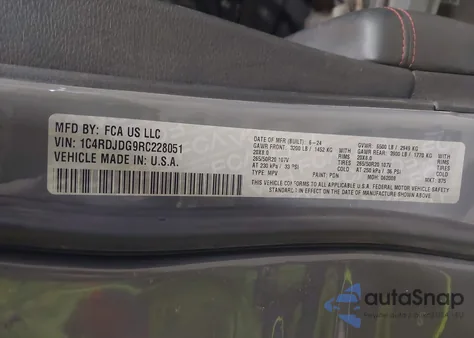 2024 Dodge Durango Gt Plus Awd from USA, damaged, VIN 1C4RDJDG9RC228051